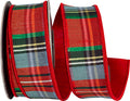 Classic Plaid Twist Dupioni Fused Back Ribbon- Red/Blue