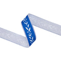 Dupioni Ribbon | White Vine on Blue w/ White Backing