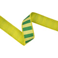 Dupioni Ribbon- Green/Lime Horizontal Stripe w/ Green Backing