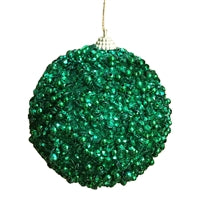Dazzling Sequin/Bead Ball Ornament- Dark Green