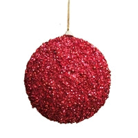 Dazzling Sequin/Bead Ball Ornament- Red