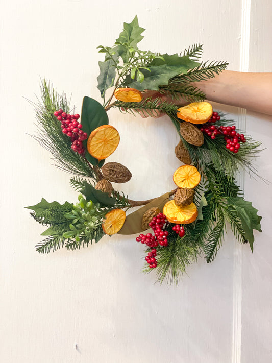 6" Pine/Orange Wreath