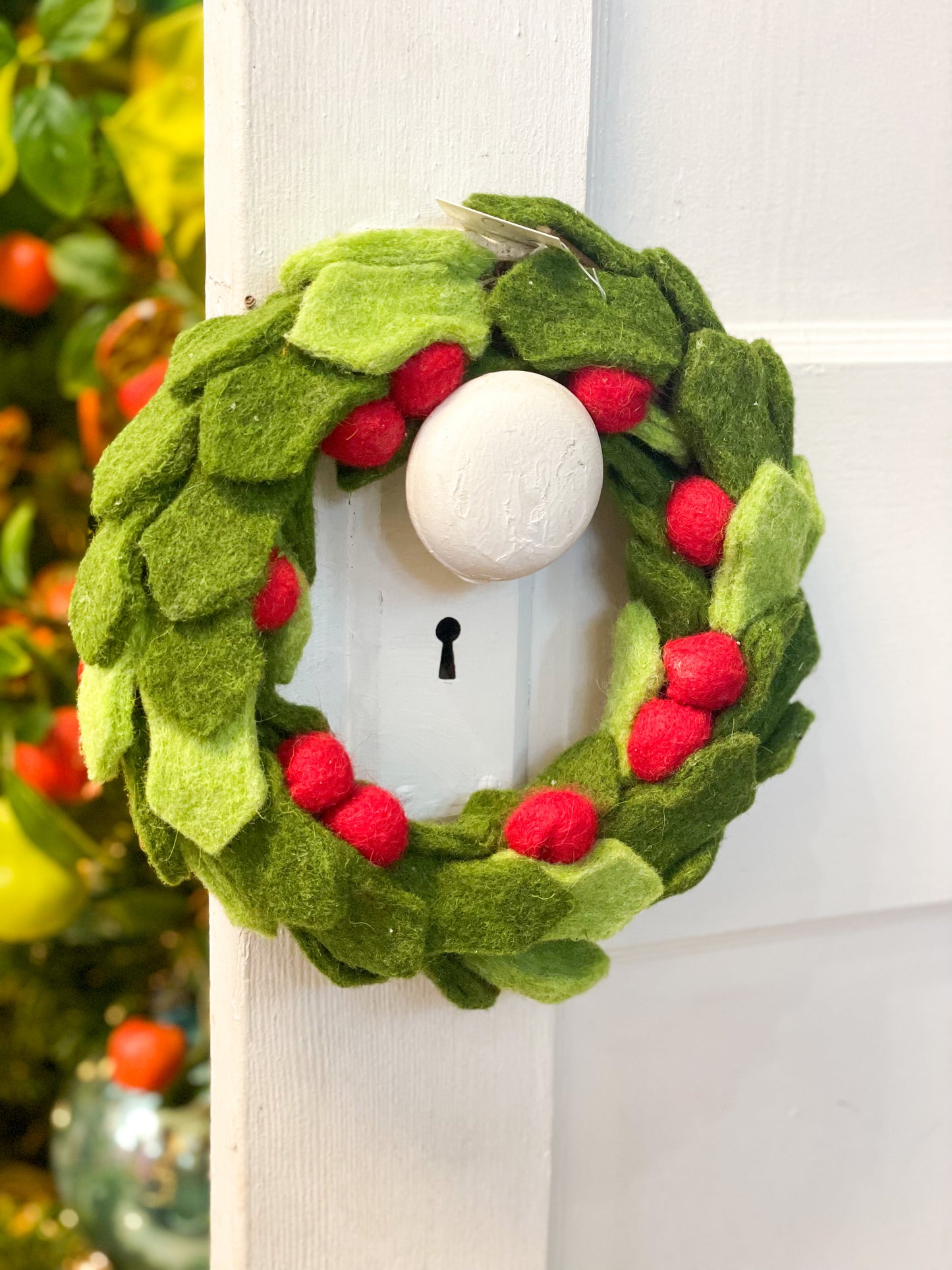 9.45" Wool Holly Berry Wreath