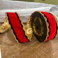 JME Red Velvet/Navy TRim Bead Edge Metallic Dupion Ribbon