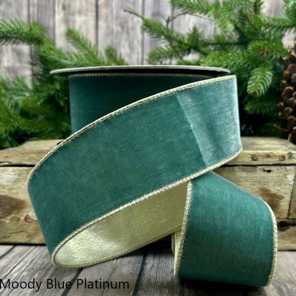 Lush Velvet Ribbon- Moody Blue Platinum