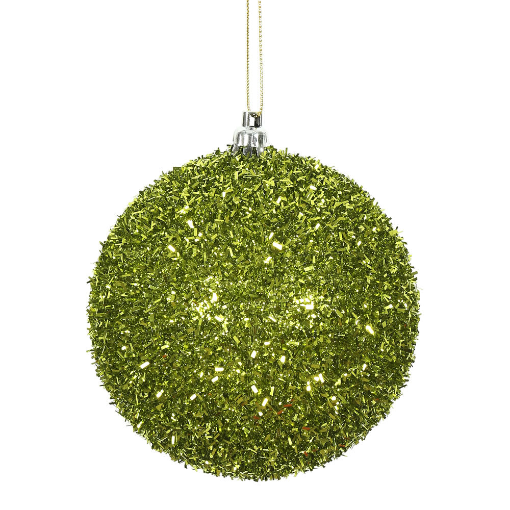 Lime Tinsel Ball Ornament