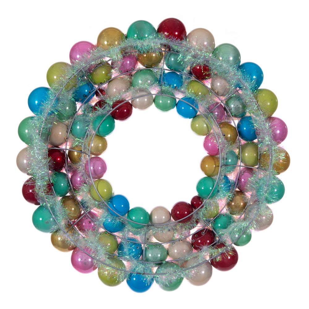 28" Multicolor Pearl Ball Wreath UV