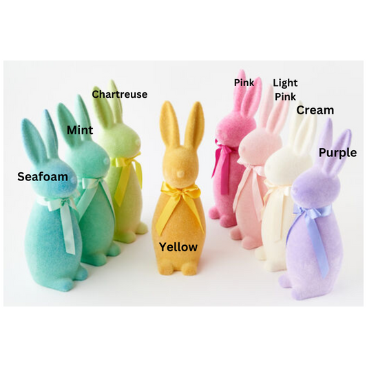 Flocked Pastel Button Nose Bunny