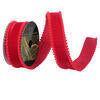 1.5" x 10yd Red Velvet Wired Ribbon with Red Pom Pom Trim