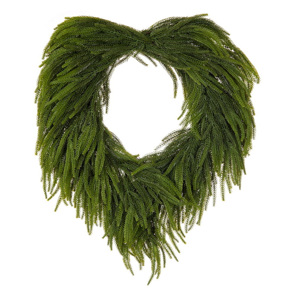 28" Green Norfolk Heart Wreath