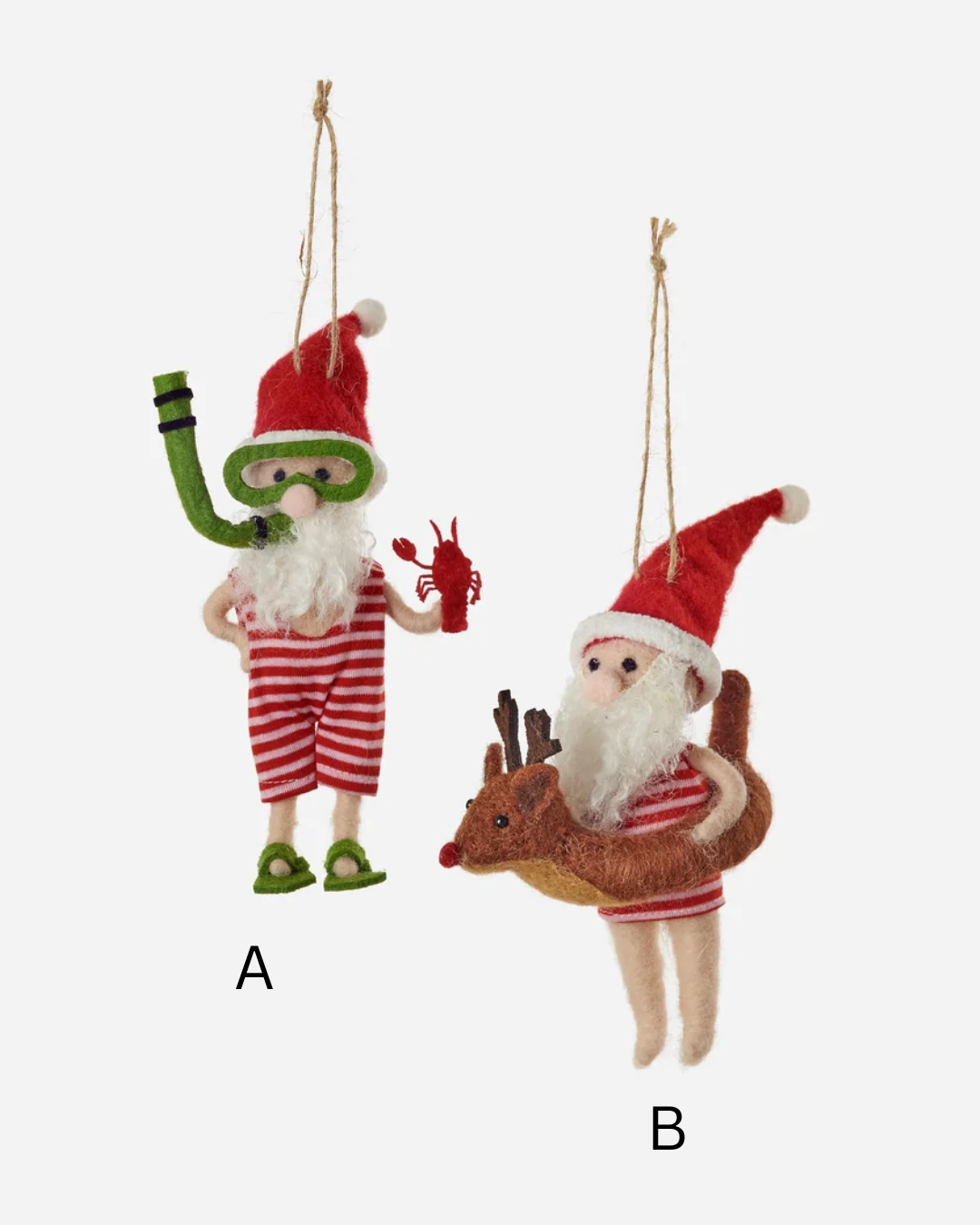 Swimming Santa Ornaments