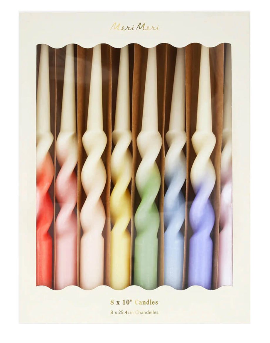 Rainbow Twisted Table Candles