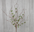 28" Berry Leaf Twig Spray- Green/Red