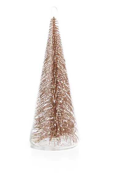 Clear Glass Decorative Tree with Glitter - Champagne