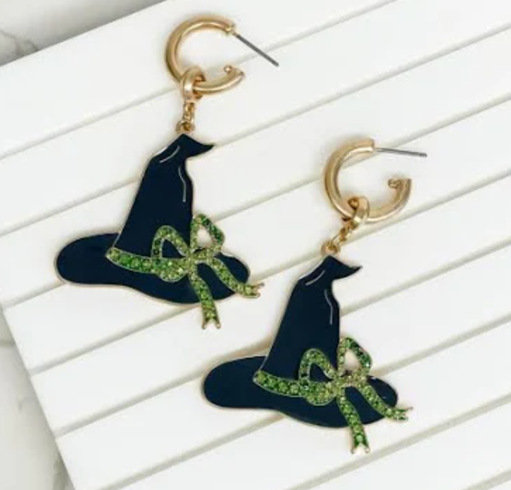 Halloween Enamel Witch Hat Earrings