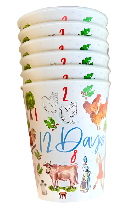 12 Days of Christmas Reusable Party Cups-Set of 6