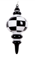 Checker Finial Ornament- Black/White