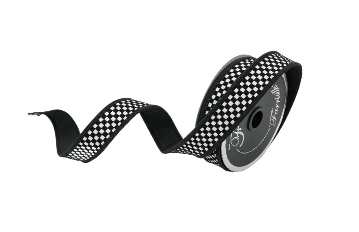 Mini Checks Ribbon- Black/White