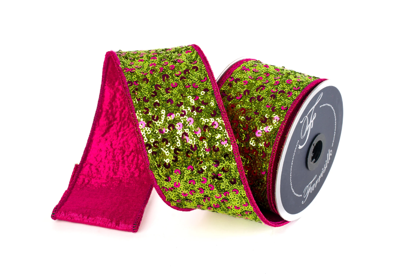 Sequin Treasure Ribbon- Hot Pink/Lime