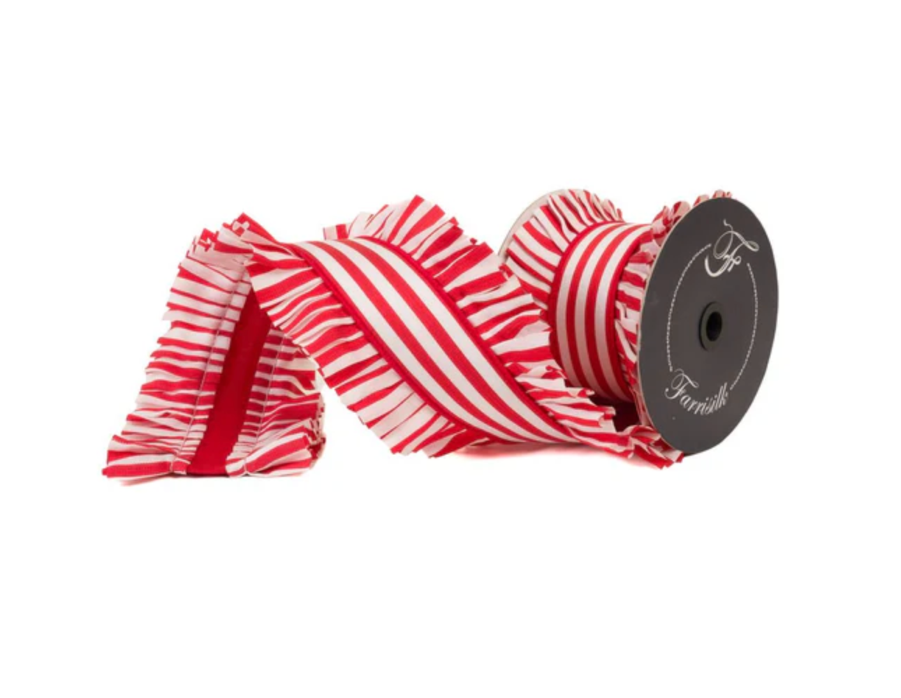 Candy Wrap Ruffle Ribbon- Red/White