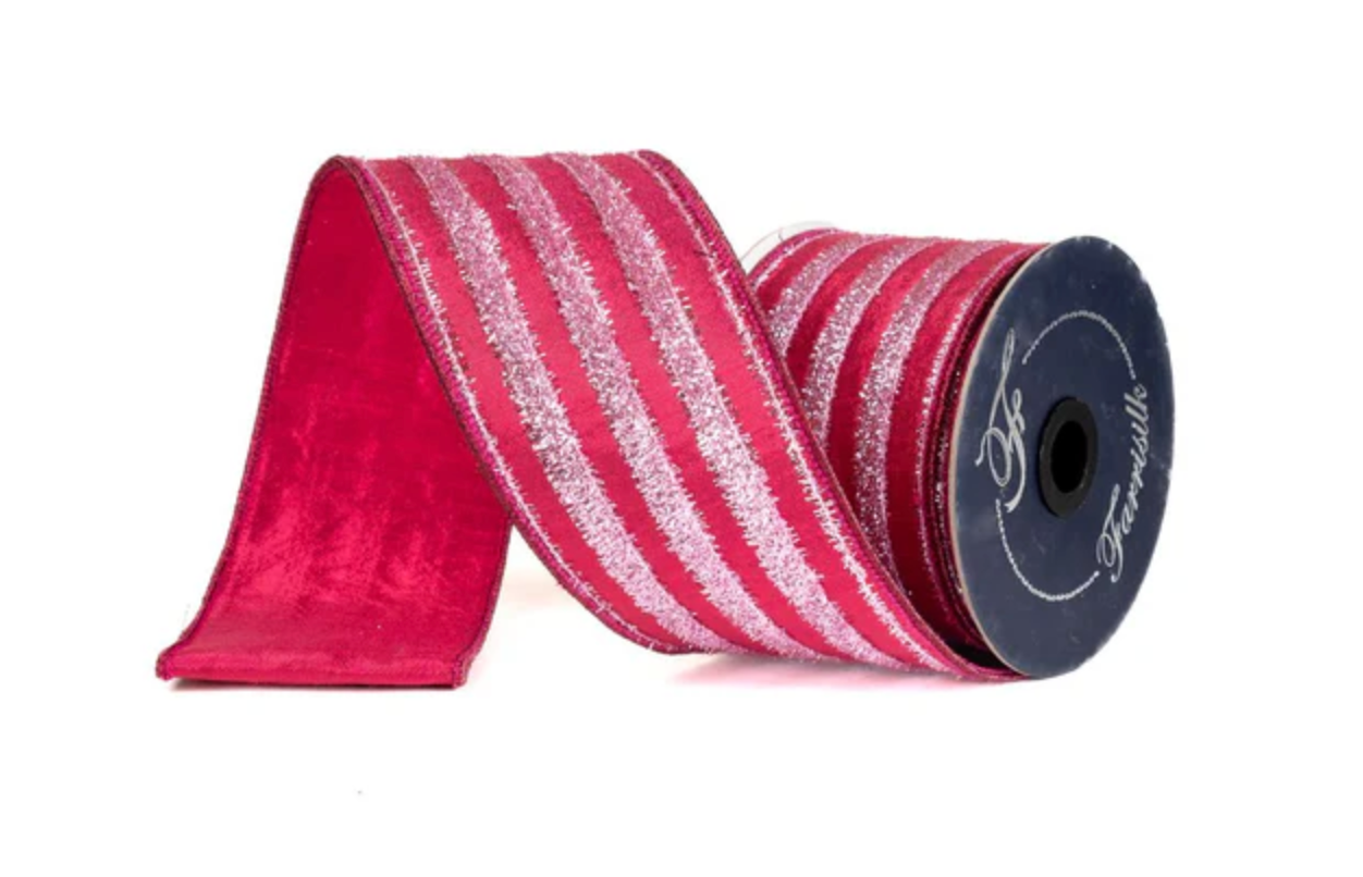 Twinkling Tinsel Ribbon-Light Pink/Hot Pink