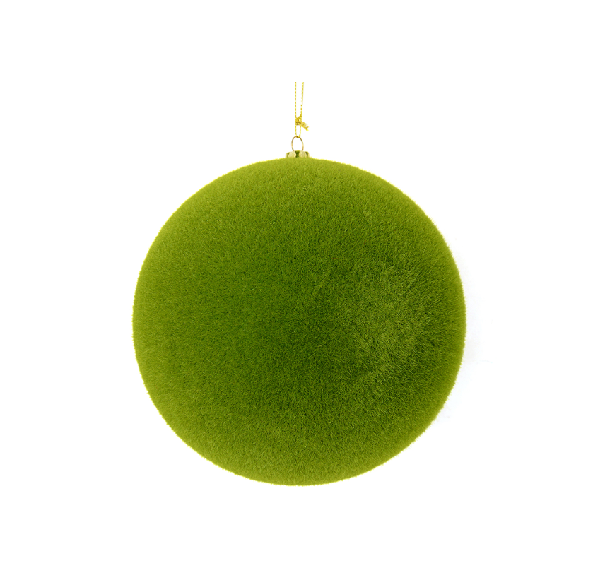 Moss Green Flocked Ball Ornament