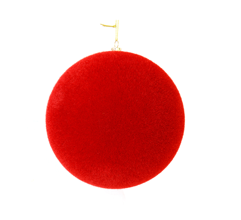 Red Flocked Ball Ornament