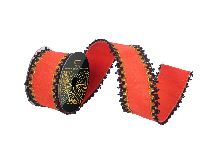 Orange Dupion with Gold/Black Trim