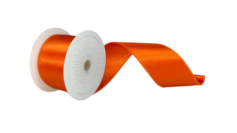 Burnish Orange Satin Christmas Ribbon