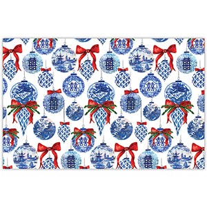 Holiday Asian Blue Ornament Cones Pattern Placemat