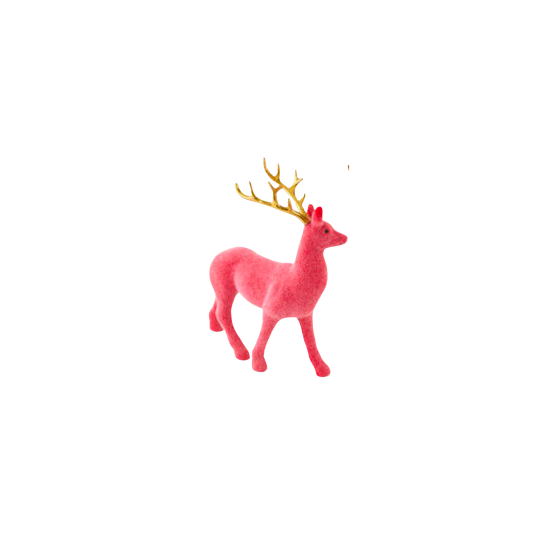 Flocked Deer with Gold Antlers