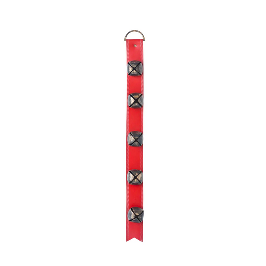 34" Jingle Bells on Red Leather Belt