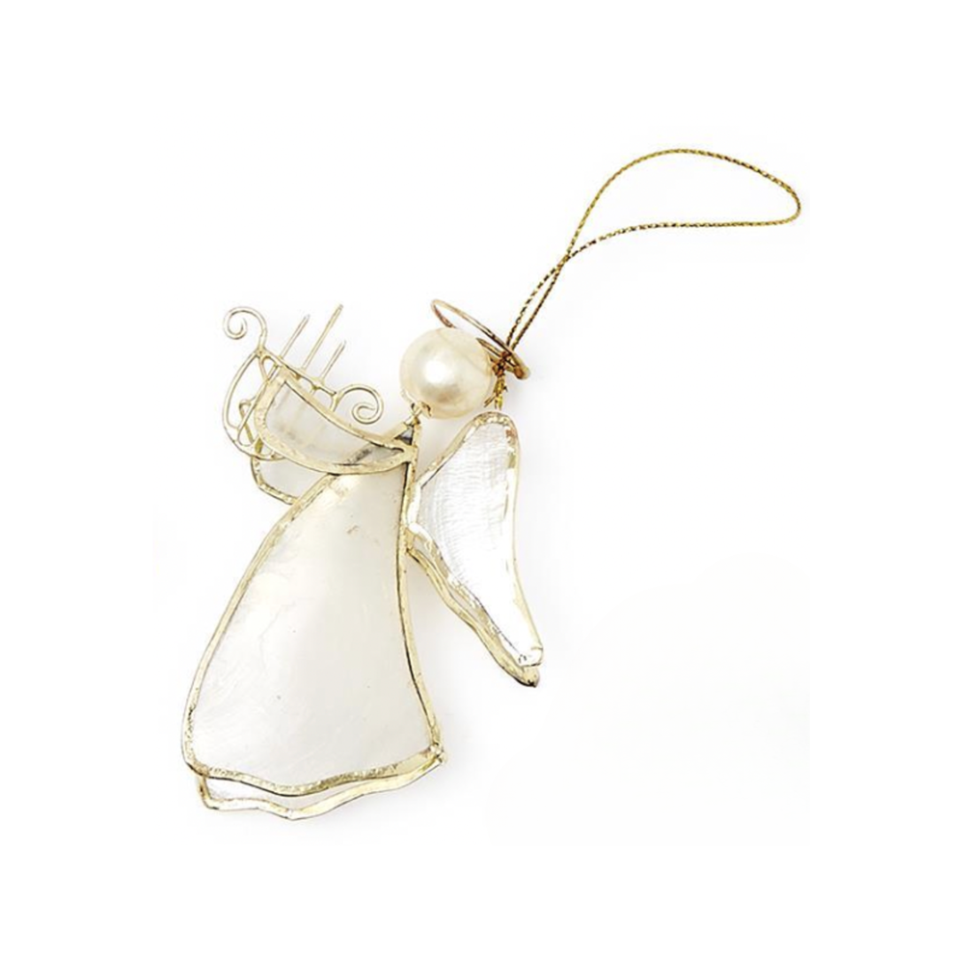 Mother of Pearl Hand-Crafted Double-Sided Angel Ornament