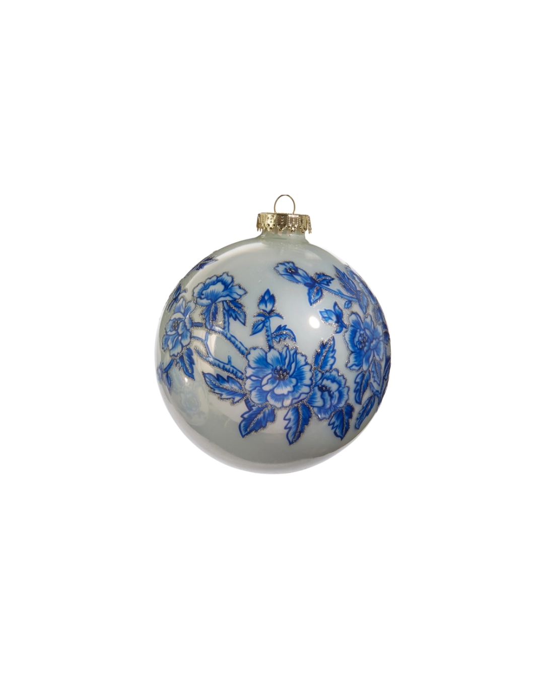 Blue Floral Ball Ornament
