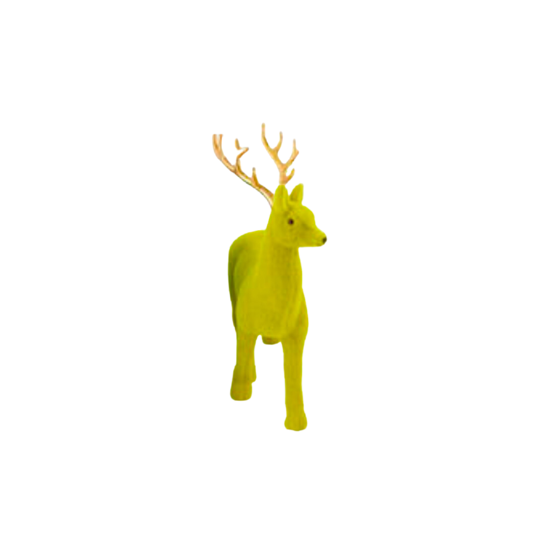 Flocked Deer with Gold Antlers