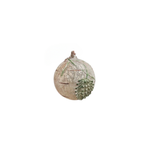 White Birch Ornament- Pinecones