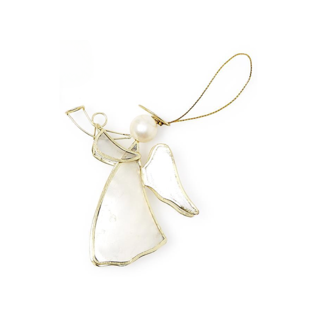 Mother of Pearl Hand-Crafted Double-Sided Angel Ornament