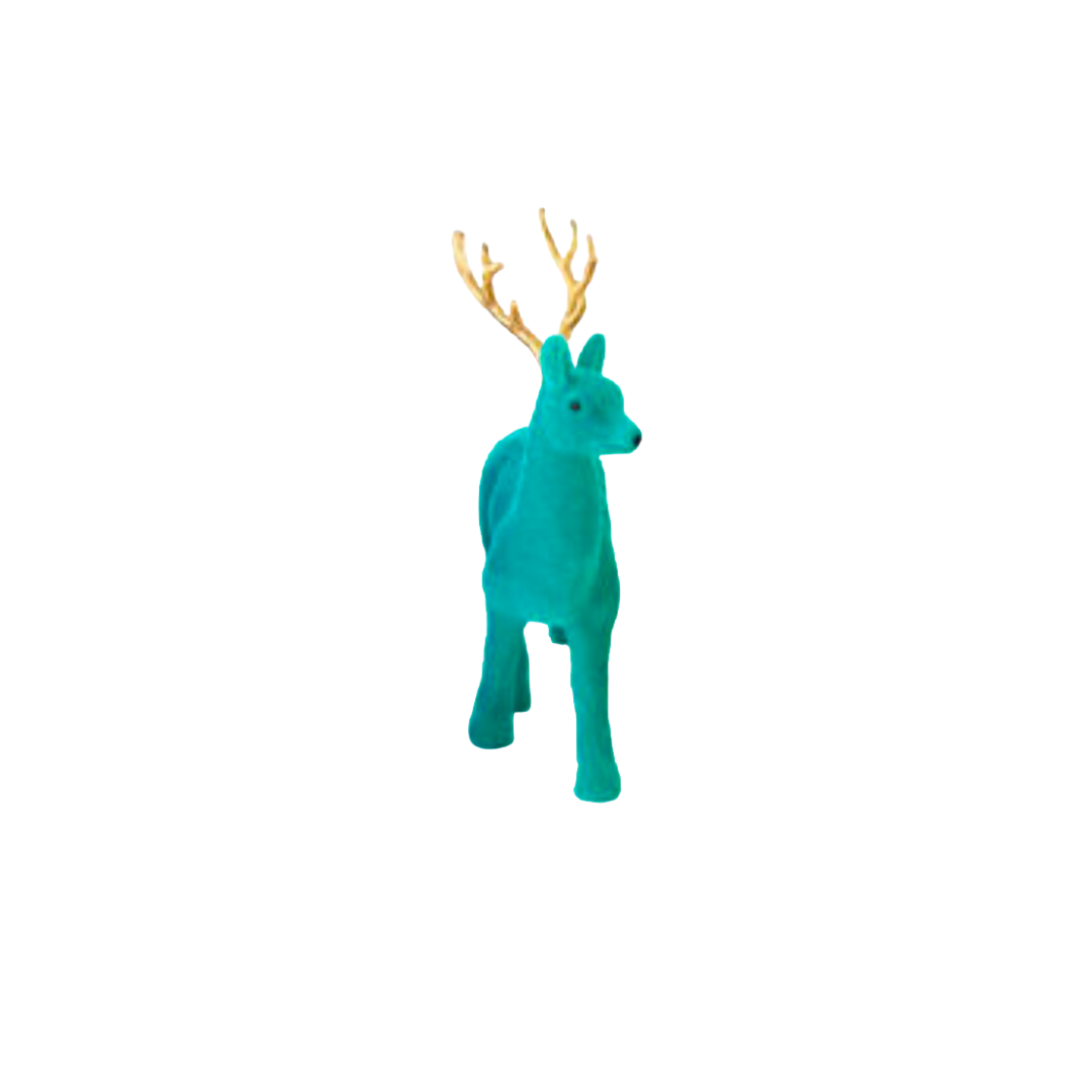 Flocked Deer with Gold Antlers