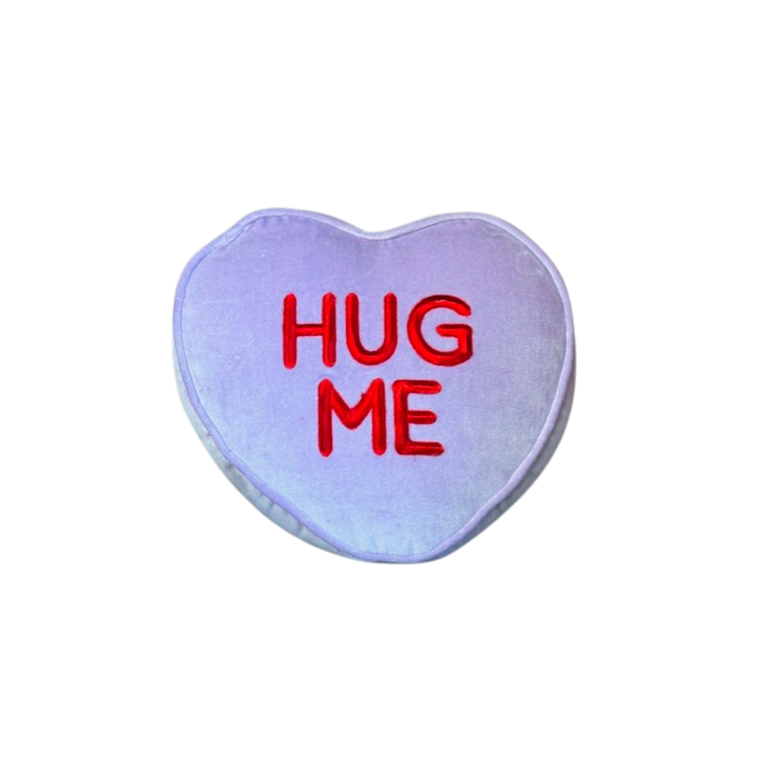 Embroidered Conversation Heart Pillow