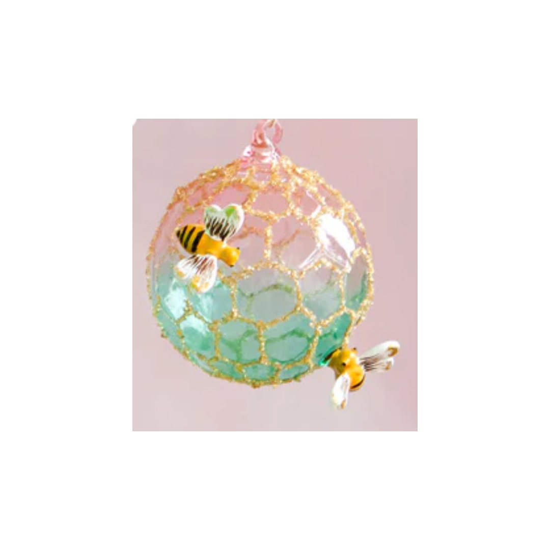 Honeycomb Bee Ball Ornament