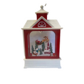 Santa & Reindeer Flying Over Town Water Lantern
