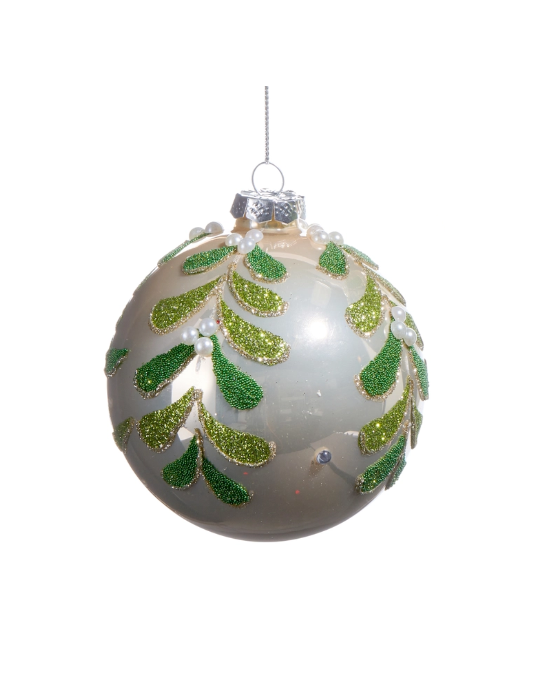 Ivory Pearl Mistletoe Ornament