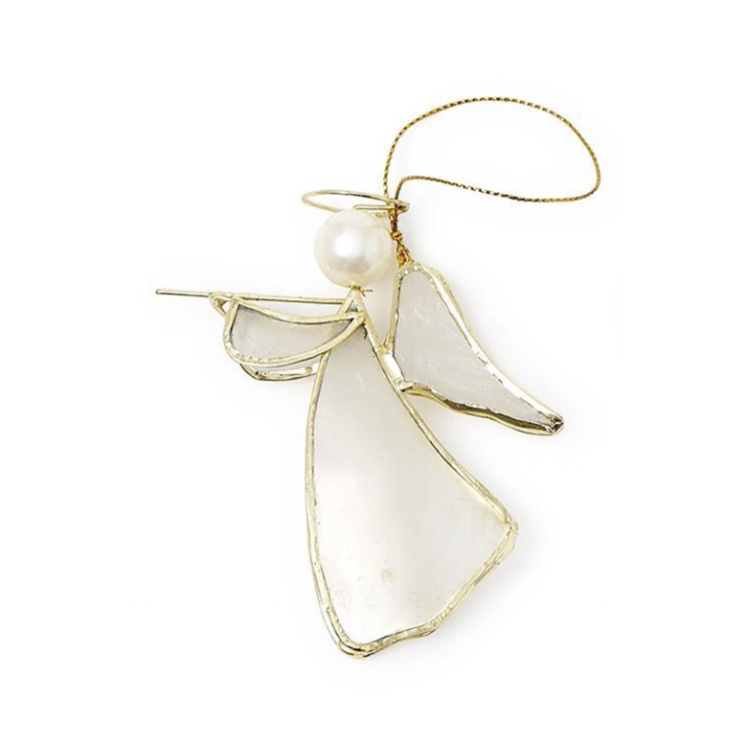 Mother of Pearl Hand-Crafted Double-Sided Angel Ornament