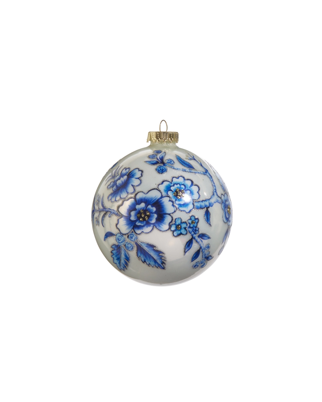 Blue Floral Ball Ornament