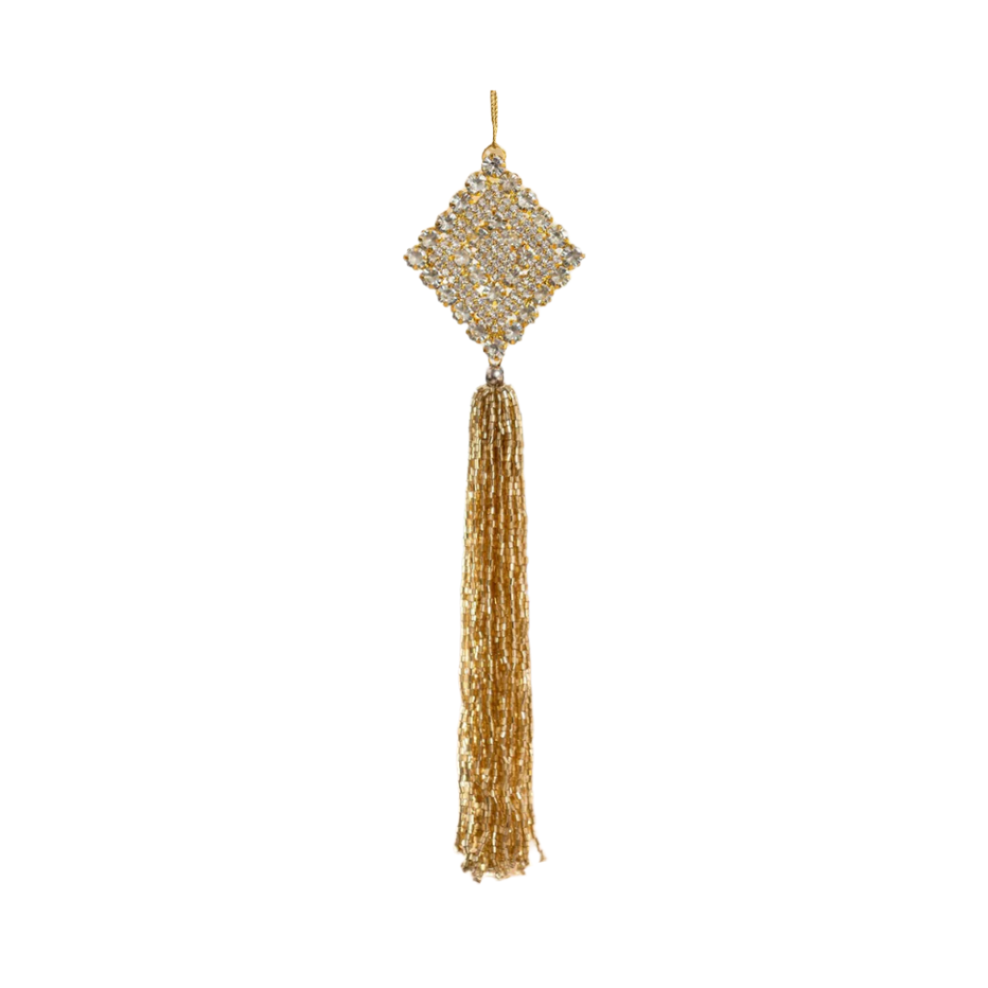 Rhinestone Beaded Tassel Ornament