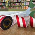 JME Satin Stripe Double Fused Ribbon- Red/White
