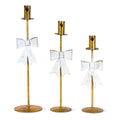 Brass Iron Taper Candle Holder with Bow
