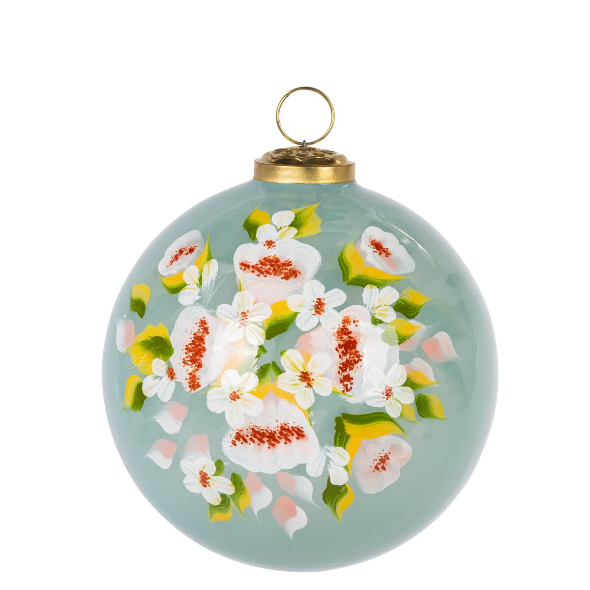 Translucent Glass Ornament w/ Floral Design