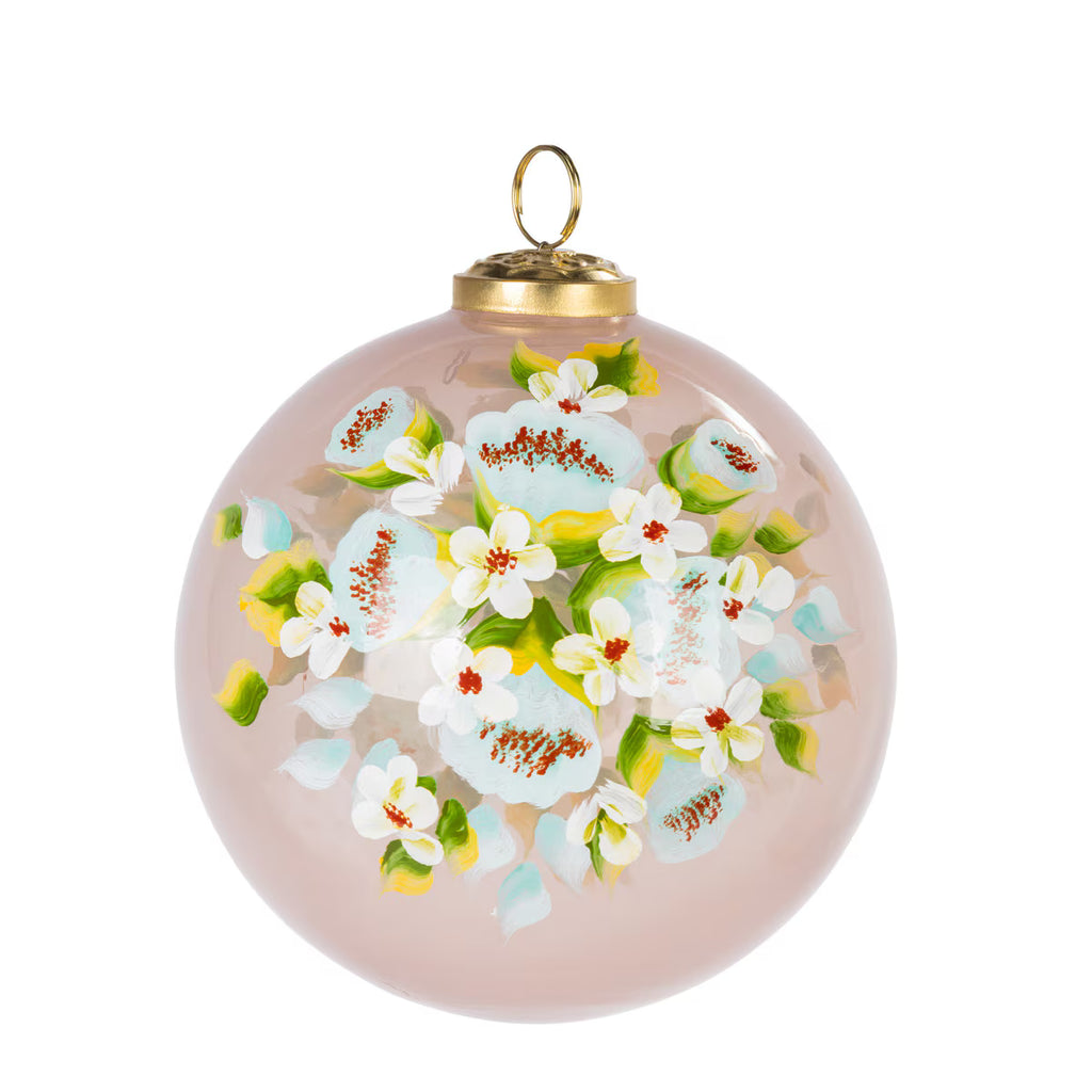 Translucent Glass Ornament w/ Floral Design