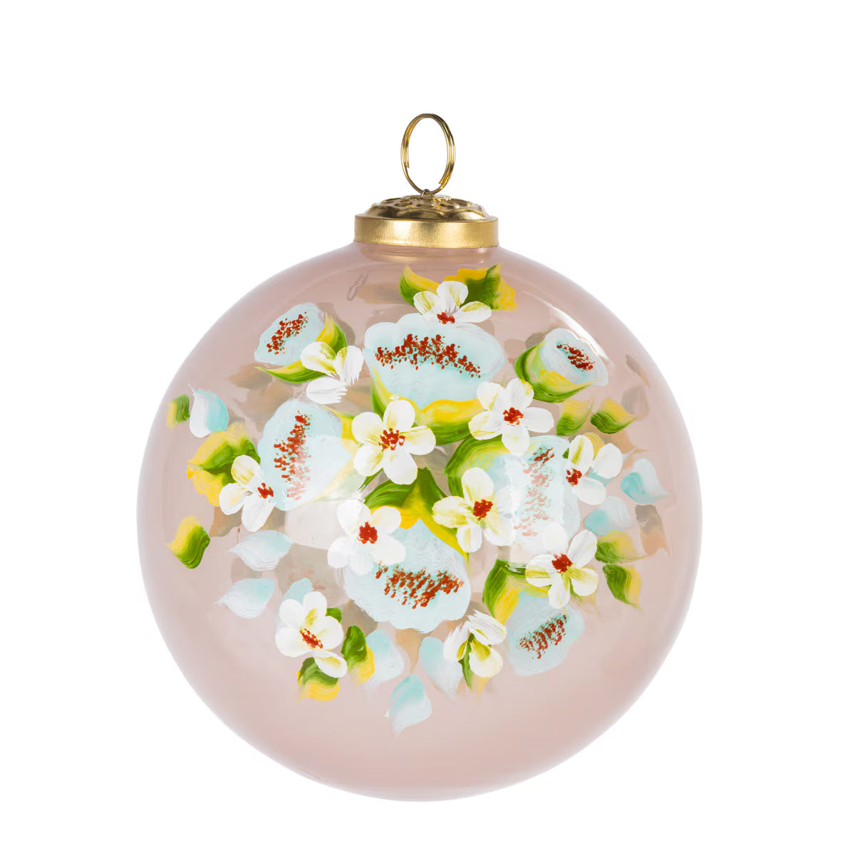 Translucent Glass Ornament w/ Floral Design
